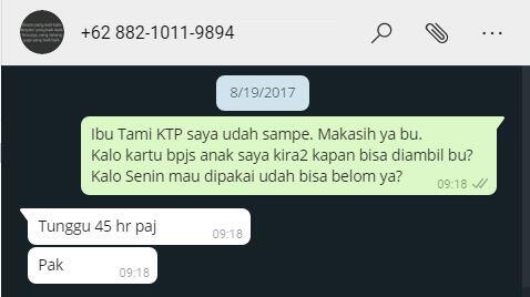 Hati-hati calo/penipu kartu BPJS di RS Kartika Pulomas bernama Tami 0882 1011 9894