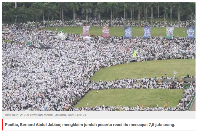 Polda Metro Jaya: Peserta Reuni 212 Sekitar 30 Ribu Orang