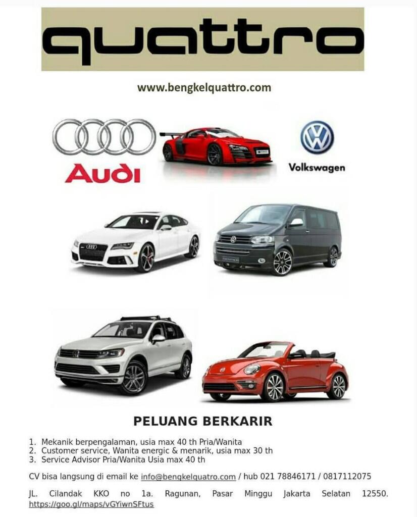 Lowongan Untuk Mekanik / Customer Service / Service Advisor Bengkel