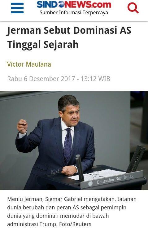 Jerman Sebut Dominasi AS Tinggal Sejarah
