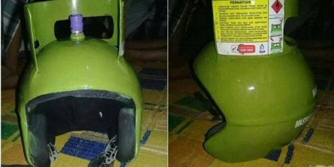 Kreatif &amp; Kocak! Pria Ini Sukses Bikin Helm Dari Tabung Gas Elpiji Bekas