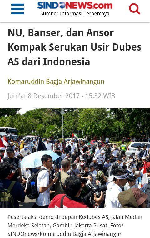 NU, Banser, dan Ansor Kompak Serukan Usir Dubes AS dari Indonesia