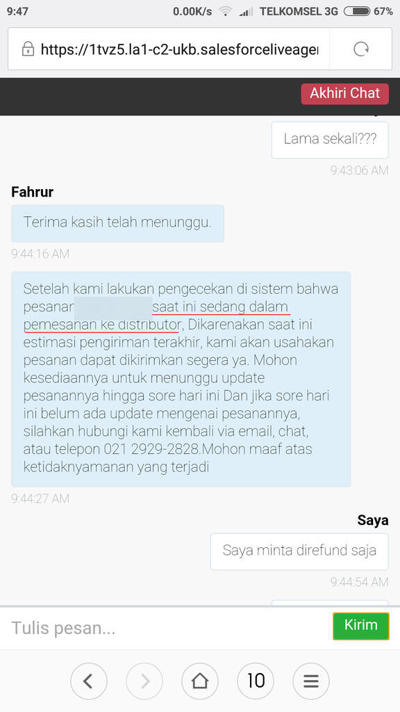 Kecewa pelayanan bhinneka.com