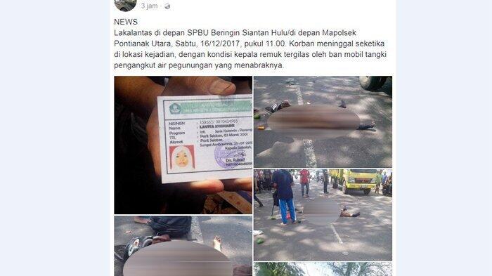 Gara-Gara Stang Motor Disenggol Truk Tangki, Nyawa Lavita Melayang