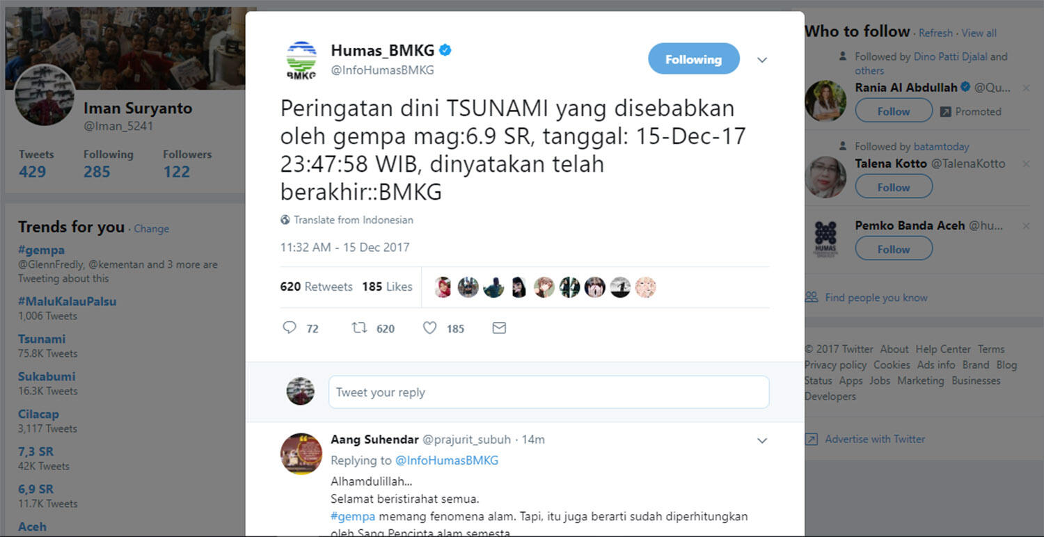 BNPB dan BMKG Cabut Peringatan Tsunami Pasca-Dua Kali Gempa di Jawa Barat