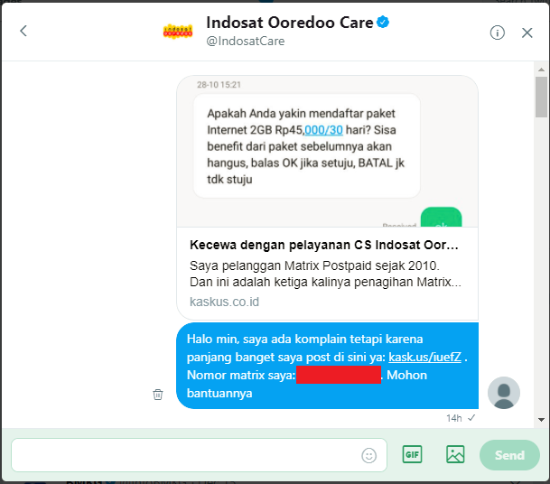 Kecewa dengan pelayanan CS Indosat Ooredoo