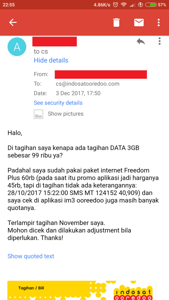 Kecewa dengan pelayanan CS Indosat Ooredoo