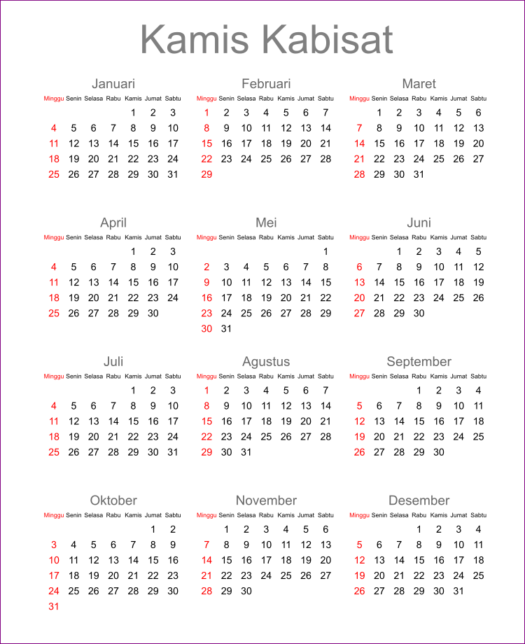 Siklus 400 Tahun Kalender Greogrian dan Serba-Serbi Kalender Lainnya