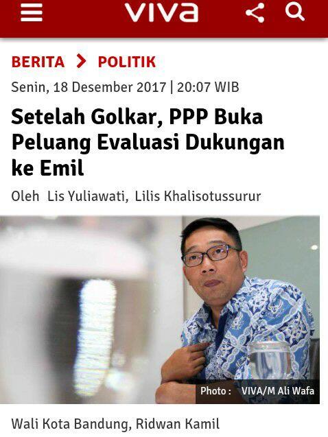 Setelah Golkar, PPP Buka Peluang Evaluasi Dukungan ke Emil