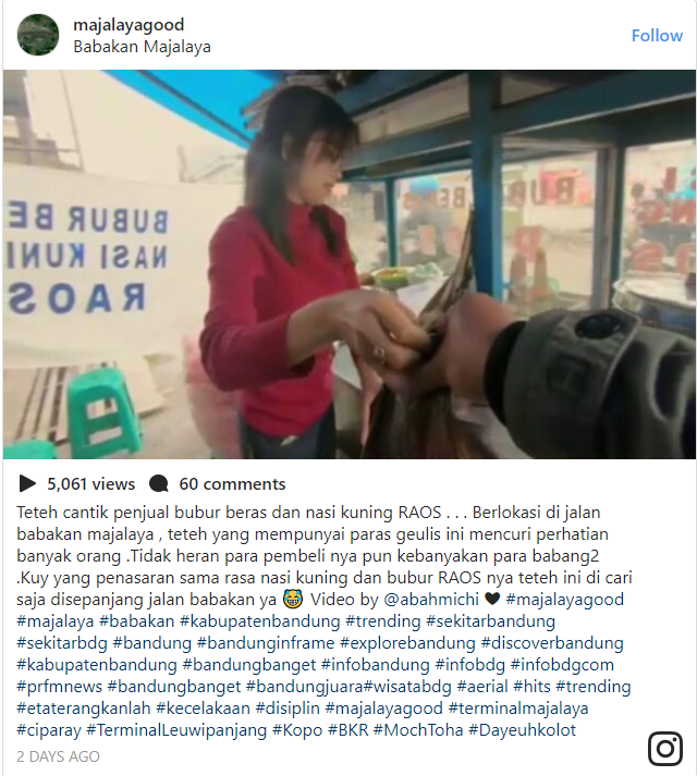 Berparas Cantik, Tukang Bubur Bandung Mengguncang Iman Pembeli