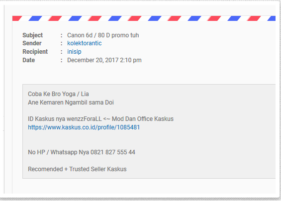 Hati-Hati Penipuan Mengatasnamakan Moderator...!!