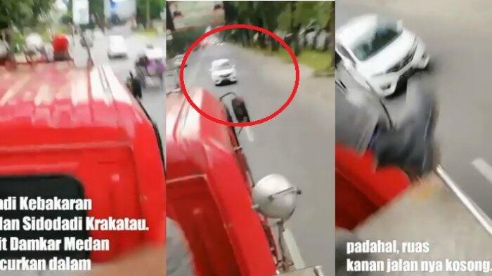 Tak Mau Ngalah Saat Mobil Damkar Melintas, Pengemudi Mobil Ini Bikin Netter Geregetan