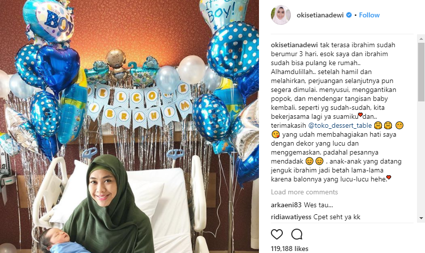 Begini Kisah Kelahiran Buah Hati ke-3 Oki Setiana Dewi