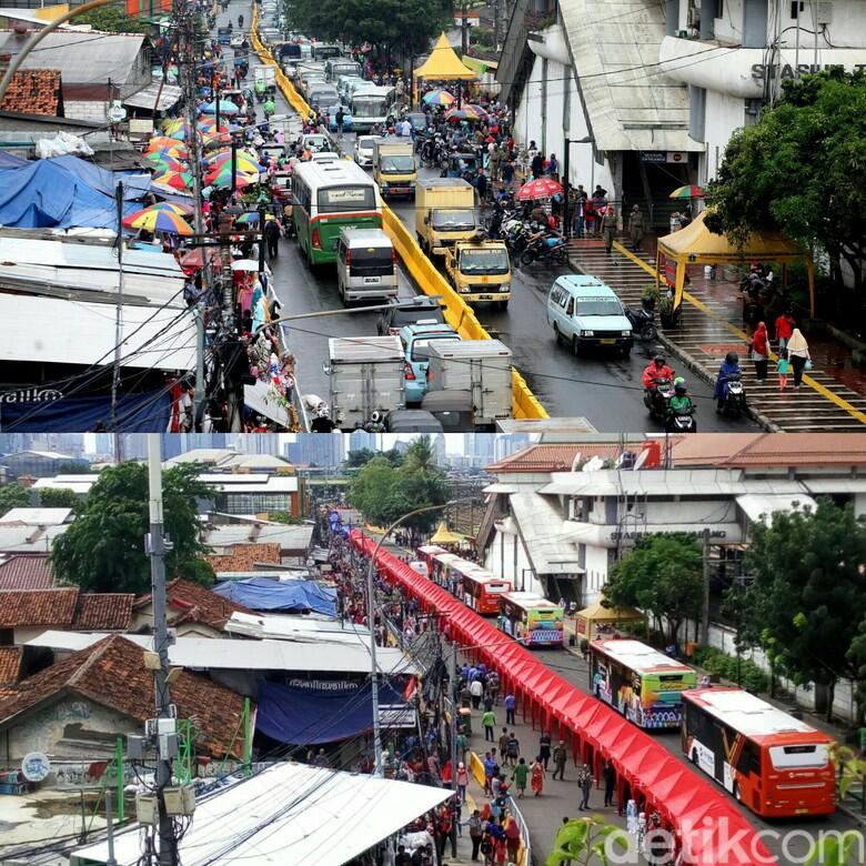 Before-After Jalan Depan Stasiun Tanah Abang yang Ditata Anies