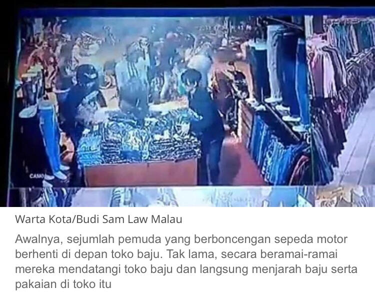 Geng Motor Beraksi di Depok, Toko Pakaian Habis Dijarah