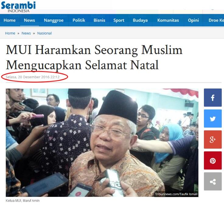 MUI Bongkar Orang di Balik Seruan Muslim Haram Ucapkan Selamat Natal