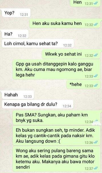 Chat cewek nembak duluan ini endingnya bikin baper abis...