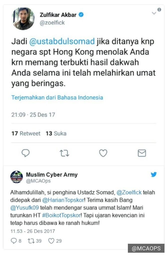 Persekusi media sosial 2017: korban 105 orang, sebagian kehilangan pekerjaan