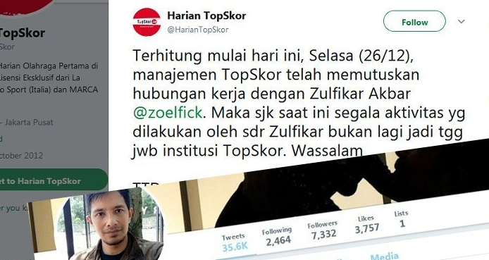 Penjelasan Pemred Top Skor Soal Pemberhentian Wartawannya