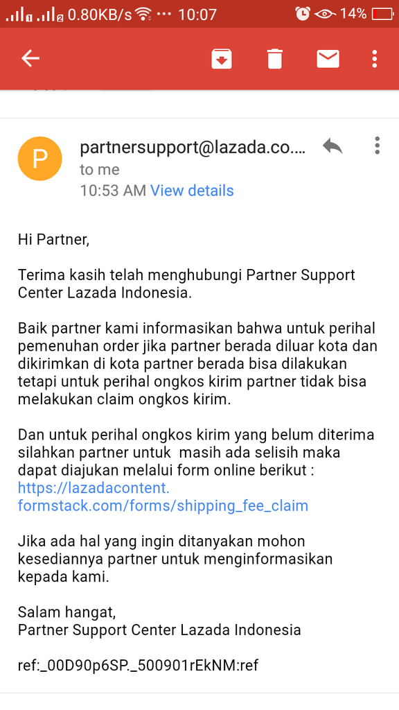kirim barang dari kota lain, lazada tidak ganti ongkir jne yg sudah seller bayar kan.