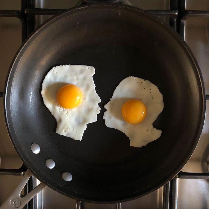 Telur untuk sarapan, di sulap jadi karya seni seperti ini