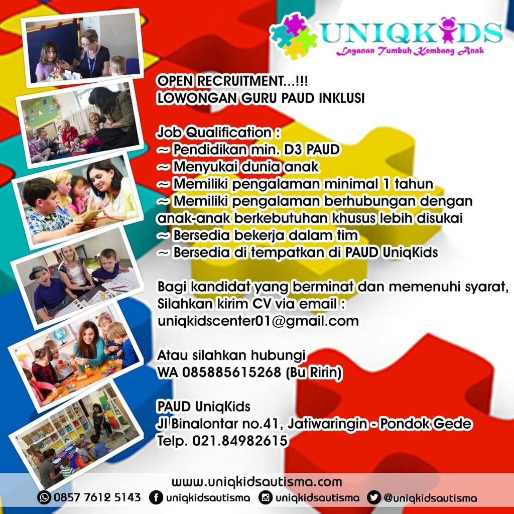 LOWONGAN PEKERJAAN GURU PAUD INKLUSI