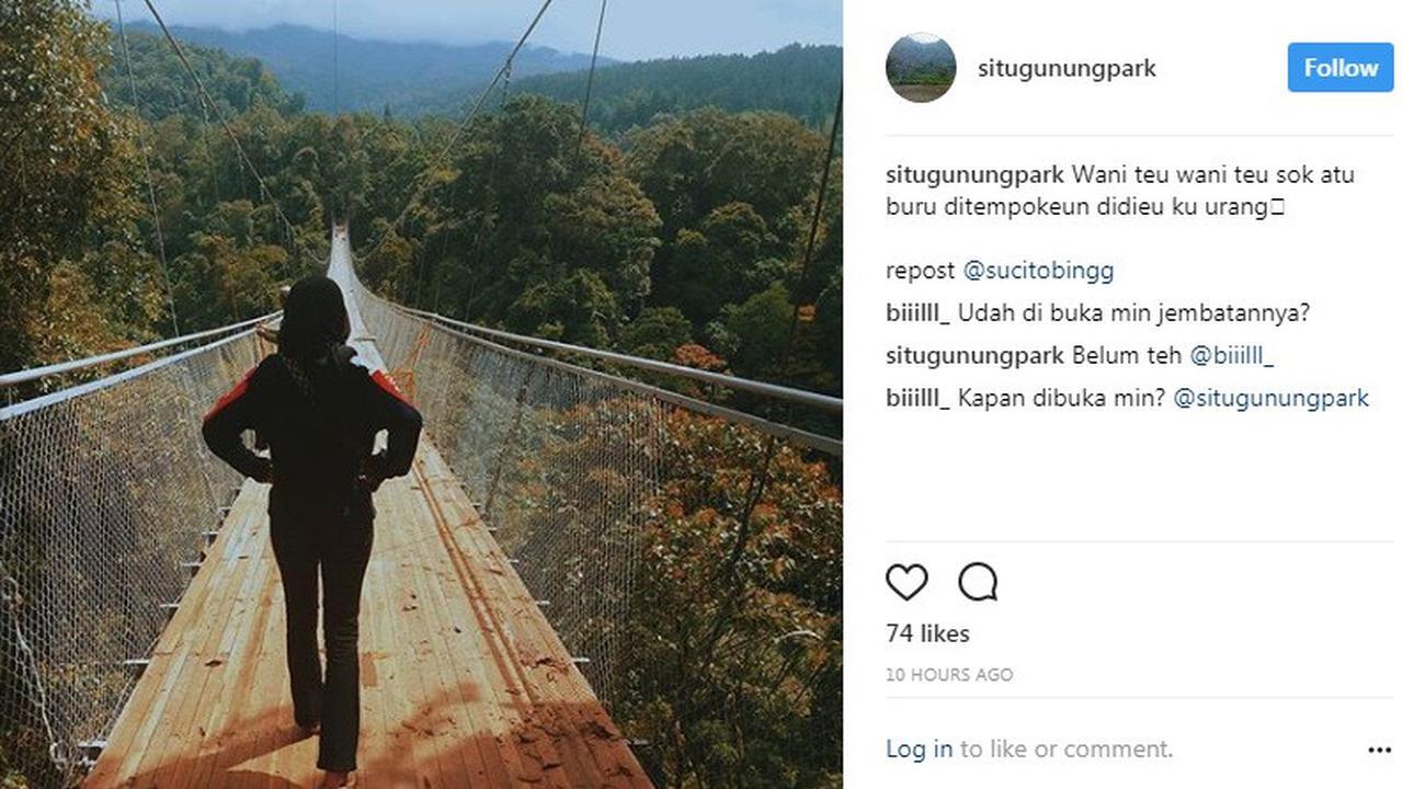 Jembatan Gantung Terpanjang Jadi Wisata Baru Situgunung