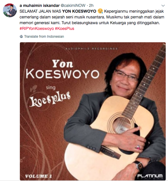 Netizen Ucapkan Selamat Tinggal Untuk Musisi Yon Koeswoyo
