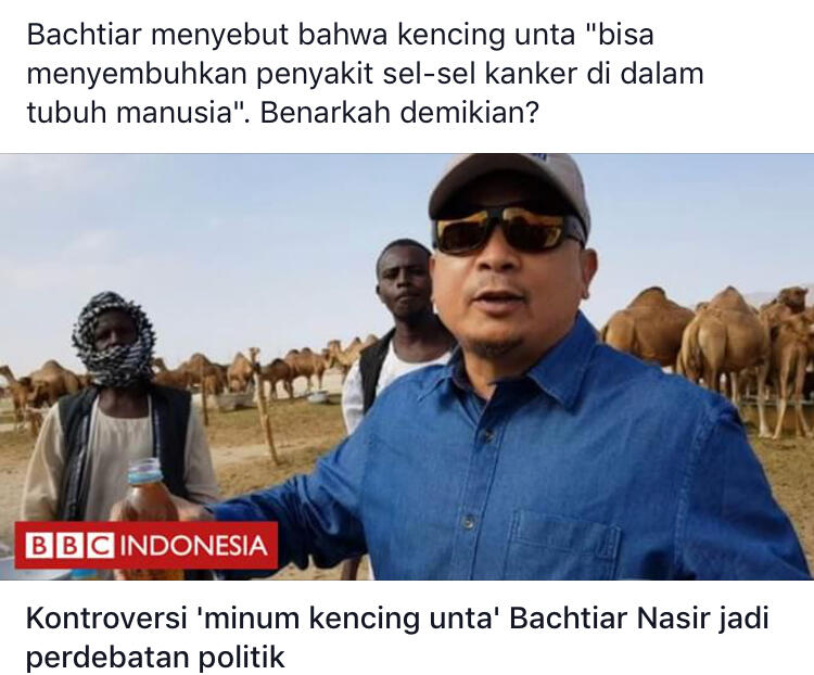 Kontroversi 'minum kencing unta' Bachtiar Nasir jadi perdebatan politik