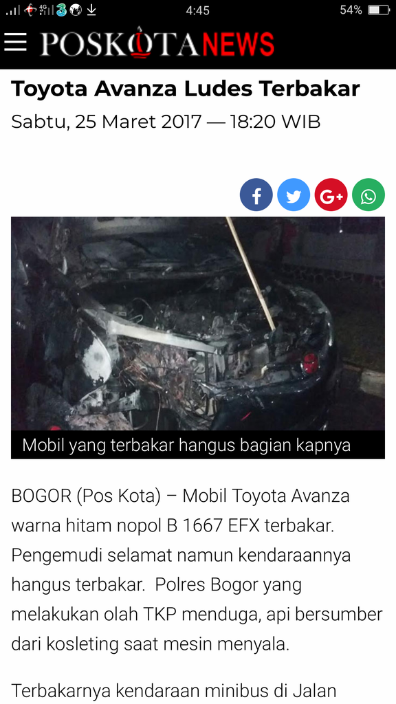 Toyota Avanza Hangus Terbakar