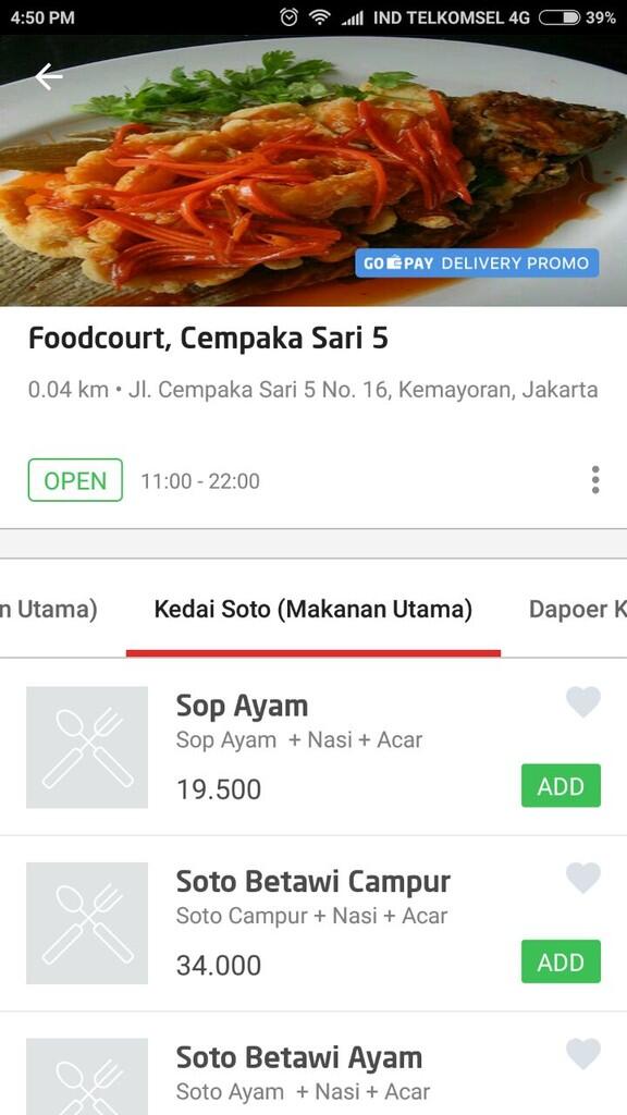 Jakarta Pusat Usaha Kuliner FOODCOURT (udah aktif GOFOOD