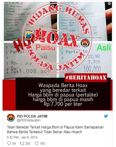 Penyebar Hoax Harga BBM di Papua Minta Maaf