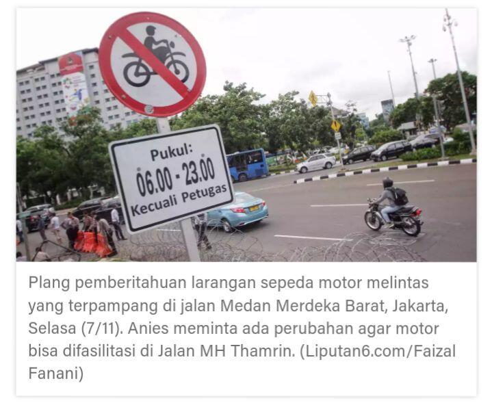 Sepeda Motor Segera Bebas Lintasi Thamrin