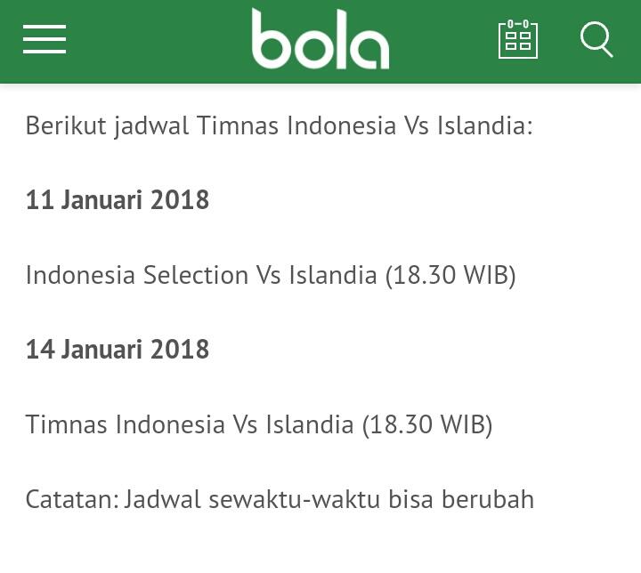 Hasil Akhir Indonesia Vs Islandia GBK Hari Minggu Ini