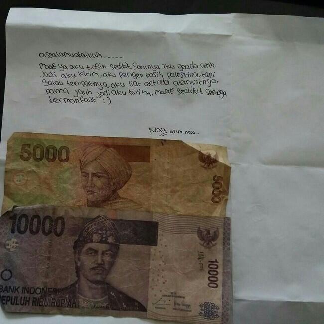 Cerita Bocah Nau yang Kirim Rp 15 Ribu dan Gambar untuk Palestina