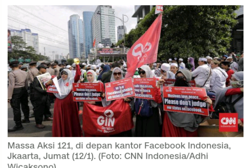 Massa Aksi 121 Ancam Kembali Jika Facebook Tak Acuh Tuntutan