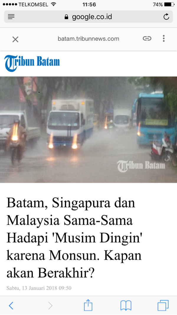 Batam, Singapura dan Malaysia Sama-Sama Hadapi 'Musim Dingin' karena Monsun. 