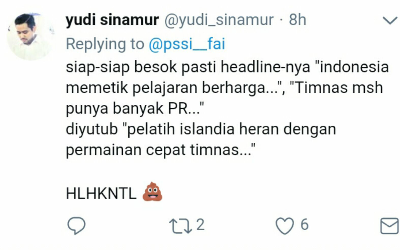 Tweet-tweet Netizen Soal Kekalahan Indonesia 1-4 Atas Islandia