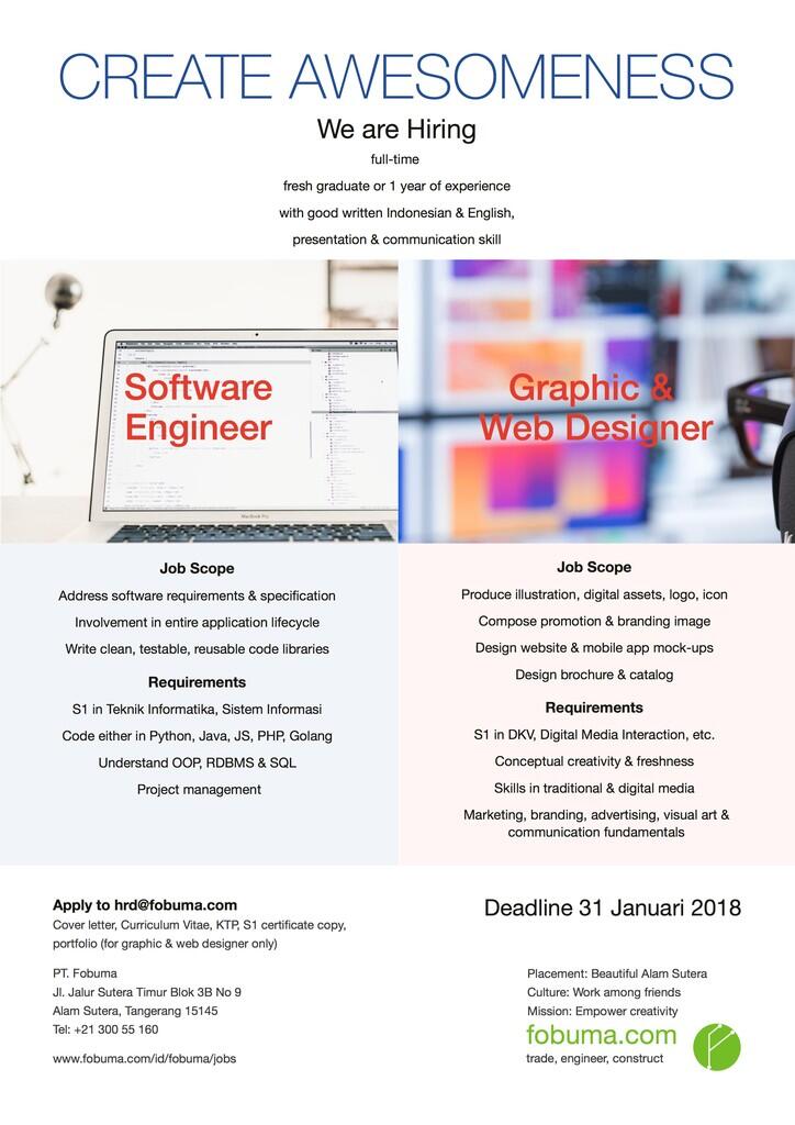 Sofware Engineer and Graphic & Web Designer PT Fobuma