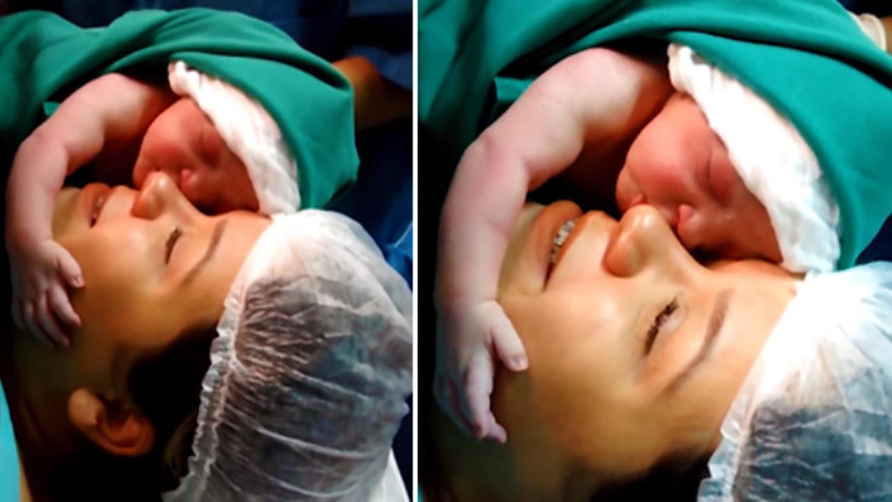 Gemas, Bayi Baru Lahir Peluk dan Cium Wajah Ibunya