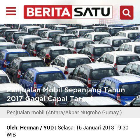 Penjualan Mobil Sepanjang Tahun 2017 Gagal Capai Target