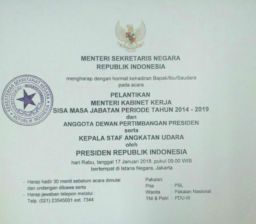 Berikut Nama-Nama yang Masuk Dalam Reshuffle kabinet
