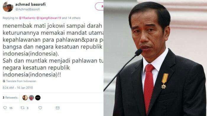 Akun Twitter @AchmadBassrofi Menebar Ancaman Membunuh Presiden Jokowi