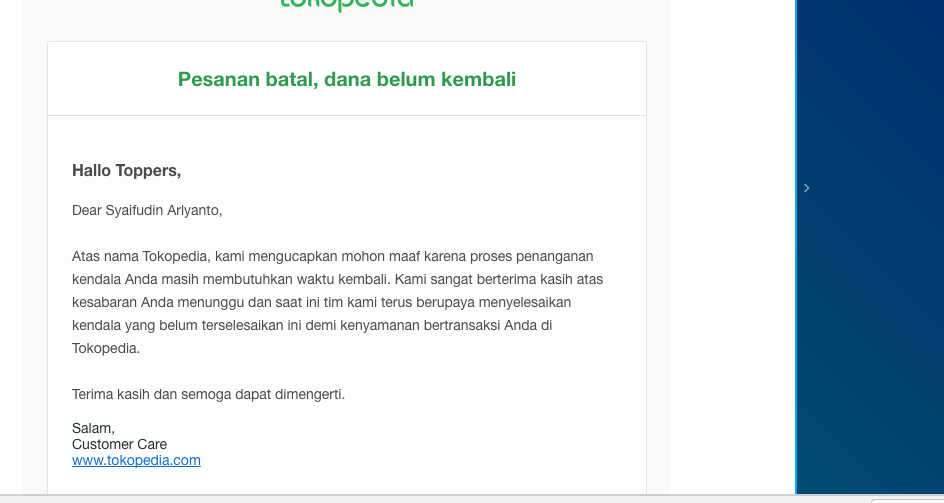 PENGEMBALIAN LIMIT KE KARTU KREDIT TOKOPEDIA SANGAT MENGECEWAKAN!