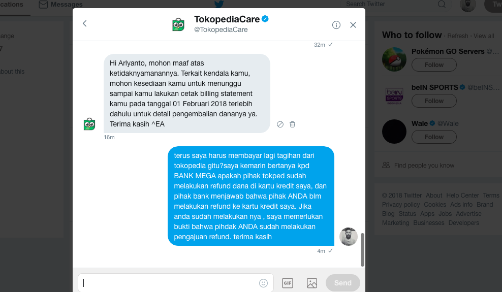 PENGEMBALIAN LIMIT KE KARTU KREDIT TOKOPEDIA SANGAT MENGECEWAKAN!