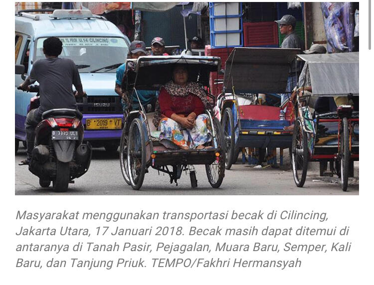 Begini Polisi Cemaskan Pengoperasian Lagi Becak di Provinsi DKI