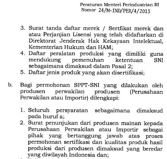 Alot.. Bea Cukai Masih Mengharuskan SNI Walaupun Untuk Perorangan