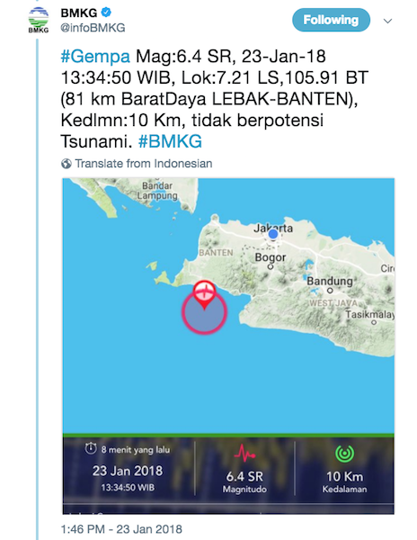 #gempa Trending Topic di Twitter