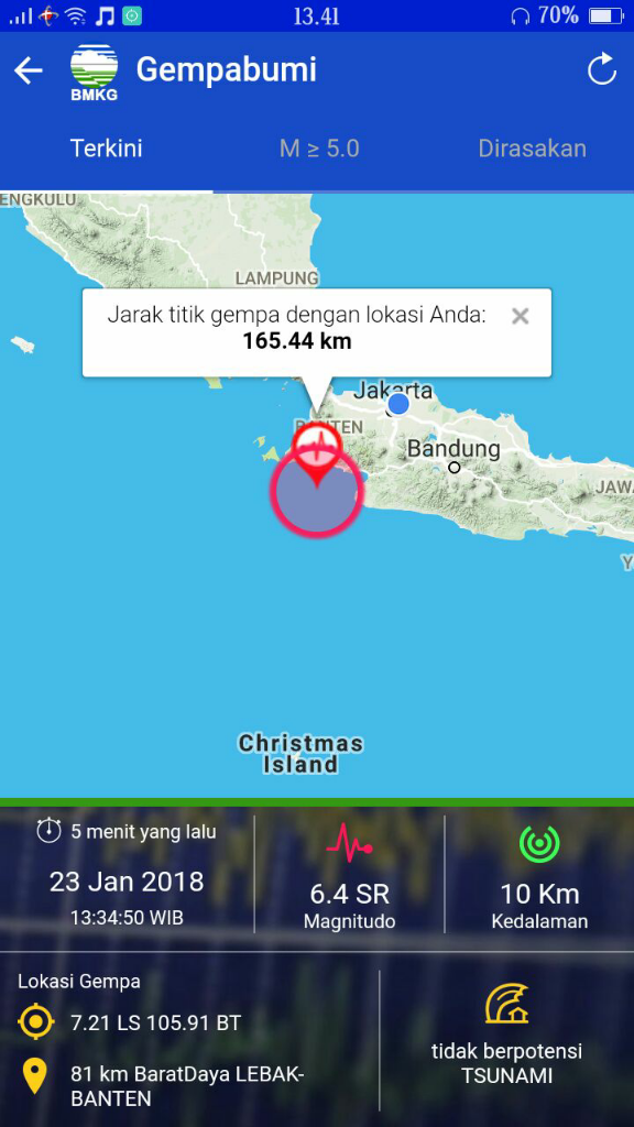 Ada gempa kah sekitar bandung ?