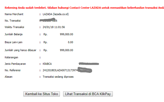 PESANAN DIBATALKAN SECARA SEPIHAL OLEH LAZADA.CO.ID